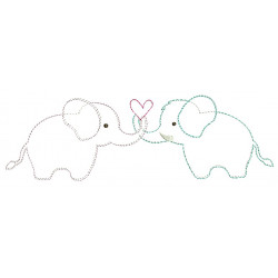 Stickdatei - Elefanten Liebe Doodle